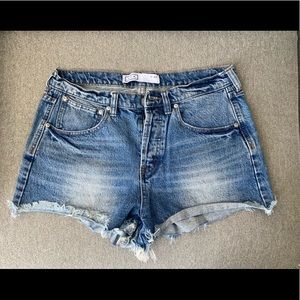 AYR High Rise Frayed Hem Denim Shorts - Size 30